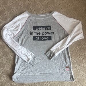 Peace Love World Gray and White Sweatshirt